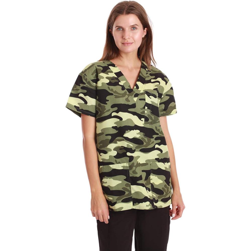 imageJust Love Womens Holiday Scrub TopsGreen Camouflage