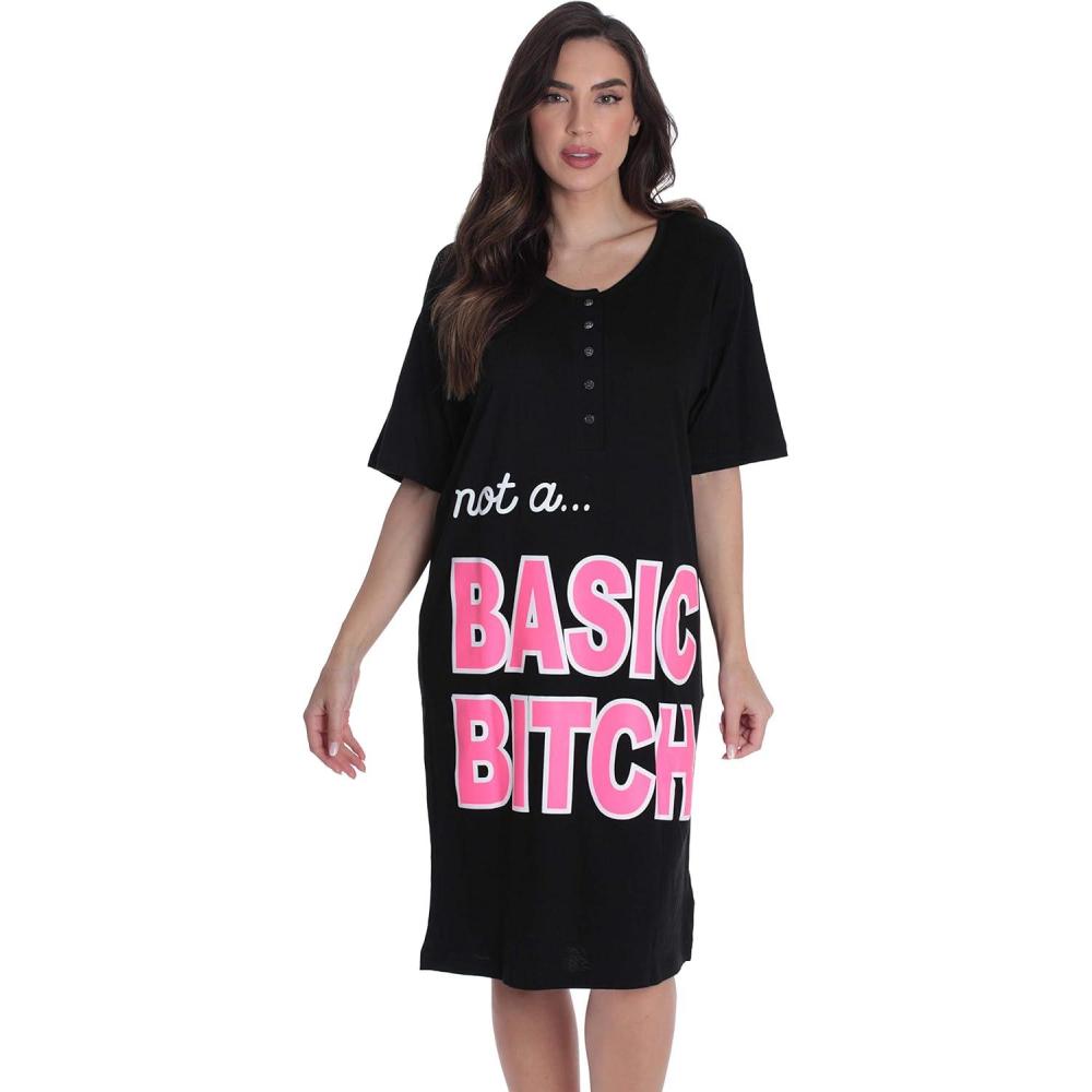 imageJust Love Womens Short Sleeve Nightgown Sleepwear DressBlack Basic