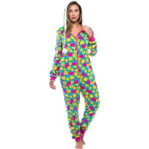 Just Love Adult Onesie Pajamas(Blue – Emoji Hearts)