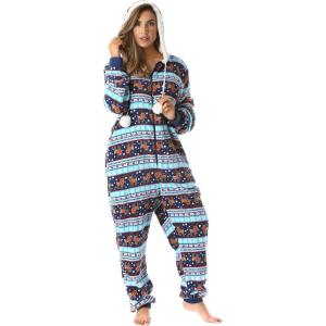 Just Love Adult Onesie Pajamas(Navy – Reindeer Snow)