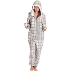 Just Love Adult Onesie Pajamas(Plaid – Grey)