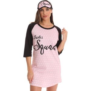 Just Love Bridal Party Sleep Shirt with Sleep Mask(Pink – Bride’s Squad)
