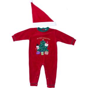 Just Love Christmas Coverall for Baby & Infant with Matching Santa Hat(Christmas Tree)