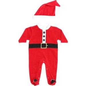 Just Love Christmas Coverall for Baby & Infant with Matching Santa Hat(Santa)