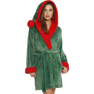 Just Love Critter Robe Sherpa Trim Velour Robes for Women(Elf)