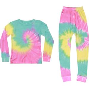 Just Love Girls Tie Dye Two Piece Thermal Underwear Set(Tie Dye – Pastel Swirl)