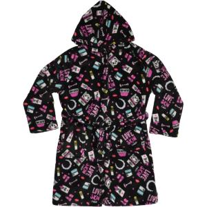 Just Love Hooded Plush Fleece Robe for Girls(Black – Love Skincare)