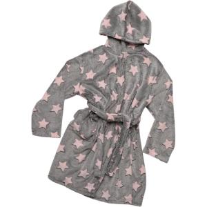 Just Love Hooded Plush Fleece Robe for Girls(Star – Grey Pink)