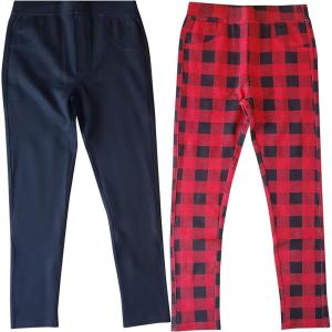 Just Love Jeggings for Girls, Comfortable French Terry Solid & Printed Stretch Jeggings (Pack of 2)(Pack 1)