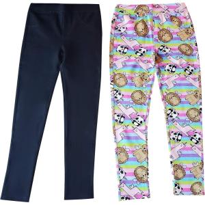 Just Love Jeggings for Girls, Comfortable French Terry Solid & Printed Stretch Jeggings (Pack of 2)(Pack 3)