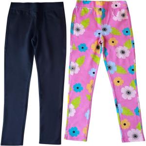 Just Love Jeggings for Girls, Comfortable French Terry Solid & Printed Stretch Jeggings (Pack of 2)(Pack 4)