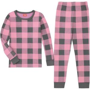 Just Love Pajamas for Girls(Buffalo Plaid – Pink and Charcoal)