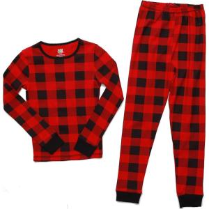 Just Love Pajamas for Girls(Buffalo Plaid – Red and Black)