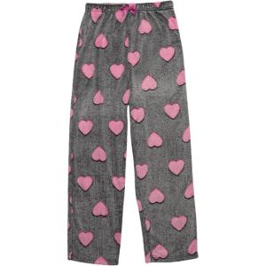 Just Love Plush Pajama Pants for Girls Fleece PJs(Heart – Black Fuchsia)