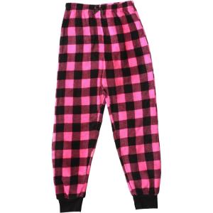 Just Love Plush Pajama Pants for Girls Fleece PJs(Pink Buffalo Plaid Jogger)