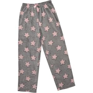 Just Love Plush Pajama Pants for Girls Fleece PJs(Star – Grey Pink)