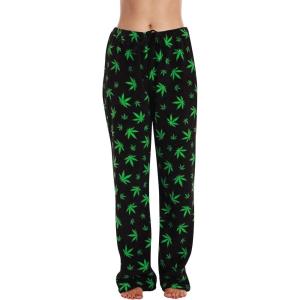 Just Love Plush Pajama Pants for Women(Black – Leaf)