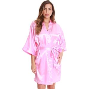 Just Love Satin Robe for Women Kimono Robes(Satin – Pink)