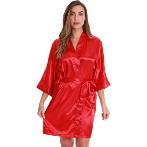 Just Love Satin Robe for Women Kimono Robes(Satin – Red)