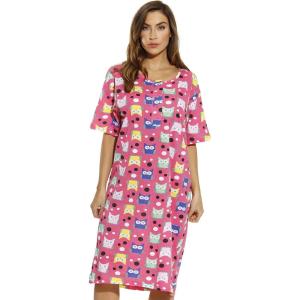 Just Love Short Sleeve Nightgown Holiday Sleepwear(Owl & Dots)