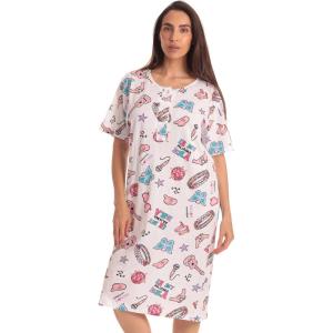 Just Love Short Sleeve Nightgown Holiday Sleepwear(White – Pajama Era)