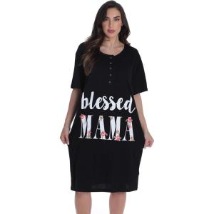 Just Love Short Sleeve Nightgown Sleep Dress for Women Sleepwear(Black – Blessed Mama)