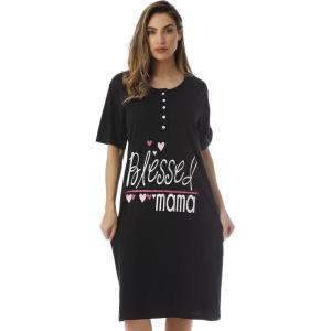 Just Love Short Sleeve Nightgown Sleep Dress for Women Sleepwear(Black – Blessed Mamma)