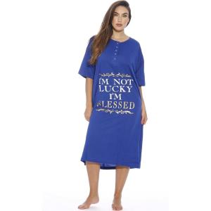 Just Love Short Sleeve Nightgown Sleep Dress for Women Sleepwear(Blue – Blessed)