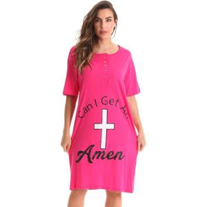 Just Love Short Sleeve Nightgown/Sleep Dress for Women/Sleepwear(Fuchsia – Can I Get an Amen)