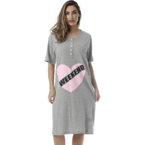 Just Love Short Sleeve Nightgown/Sleep Dress for Women/Sleepwear(Grey – Weekend Heart)
