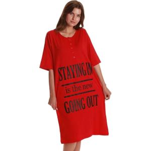 Just Love Short Sleeve Nightgown/Sleep Dress for Women/Sleepwear(Red – Staying in)