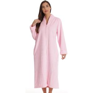 Just Love Textured Plush Zipper Lounger Robe for Women(Pink)