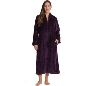 Just Love Textured Plush Zipper Lounger Robe for Women(Wine)