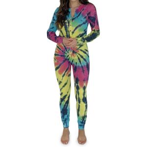 Just Love Thermal Union Suits for Girls(Tie Dye – Blue With Brights)