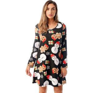 Just Love Ugly Christmas Dress Xmas Party Outfit(Black – Mixed Holiday)