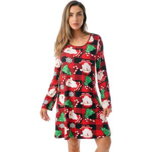 Just Love Ugly Christmas Dress Xmas Party Outfit(Buffalo Plaid Christmas)