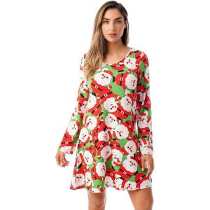 Just Love Ugly Christmas Dress Xmas Party Outfit(Green – Tossed Santa)