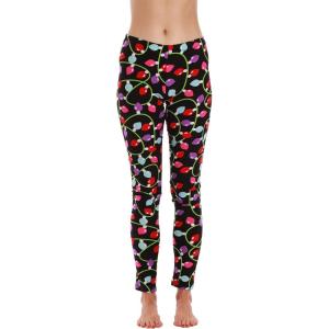 Just Love Ugly Christmas and Halloween Holiday Leggings(Black – Christmas Lights)