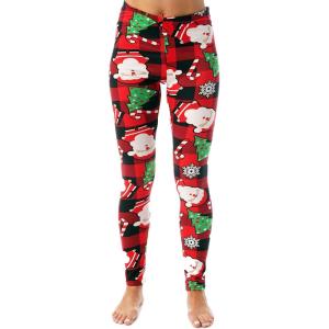 Just Love Ugly Christmas and Halloween Holiday Leggings(Buffalo Plaid Christmas)