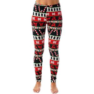 Just Love Ugly Christmas and Halloween Holiday Leggings(Candycane Snowflake Fairisle)