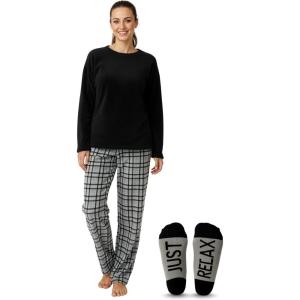 Just Love Ultra-Soft Women’s Pajama Pant Set – Nightgown with Matching Socks(Plaid – Grey)