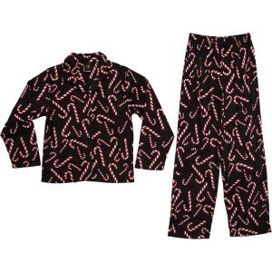 Just Love Velour Pajama Sets – Coat Set PJs for Girls(Black – Candy Cane Coat Set)