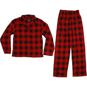 Just Love Velour Pajama Sets – Coat Set PJs for Girls(Red – Buffalo Plaid Coat Set)