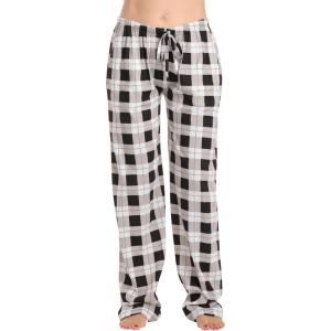 Just Love Women 100% Cotton Pajama Pants(Black Plaid 100% Organic Cotton)