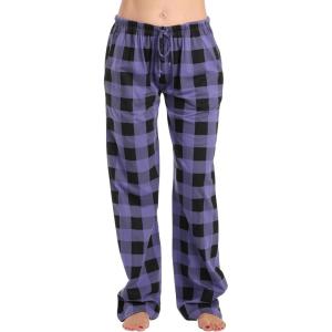 Just Love Women 100% Cotton Pajama Pants(Buffalo Plaid – Purple Black 100% Organic Cotton)