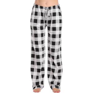 Just Love Women 100% Cotton Pajama Pants(Buffalo Plaid – White Black 100% Organic Cotton)