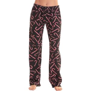 Just Love Women Pajama Pants Holiday Prints(Black – Candy Cane)