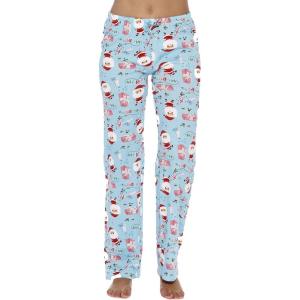 Just Love Women Pajama Pants Holiday Prints(Santa Blue)