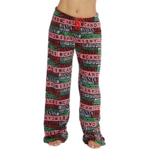 Just Love Women Plush Pajama Pants Buffalo Plaid(Black – Christmas Theme)