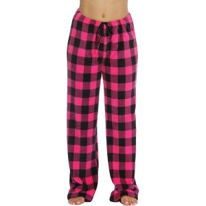 Just Love Women Plush Pajama Pants Buffalo Plaid(Buffalo Plaid Fuchsia / Black)